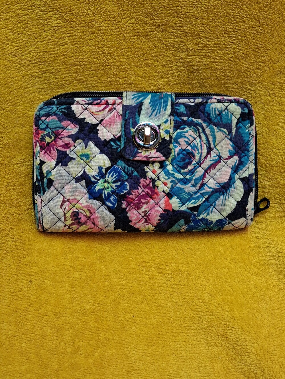 Vera Bradley Blue Floral Turn Lock Wallet